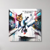 Martial Arts Meets Street Style – Cartoon Kitten Canvas Afdruk (Voorkant)