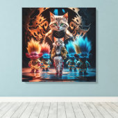 Martial Arts Meets Street Style – Cartoon Kitten Canvas Afdruk (Insitu (Houten vloer))