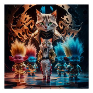 Martial Arts Meets Street Style – Cartoon Kitten Perfect Poster