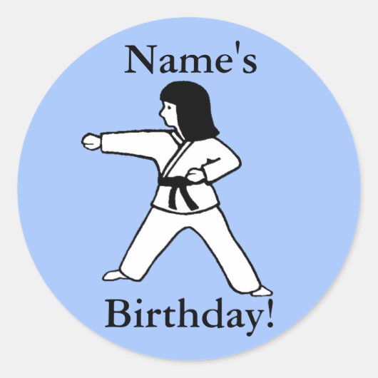 Martial Arts Meisje Verjaardag Stickers (Voorkant)