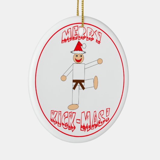 Martial Arts Merry Kick Mas Brown Belt Dated Keramisch Ornament (Rechts)