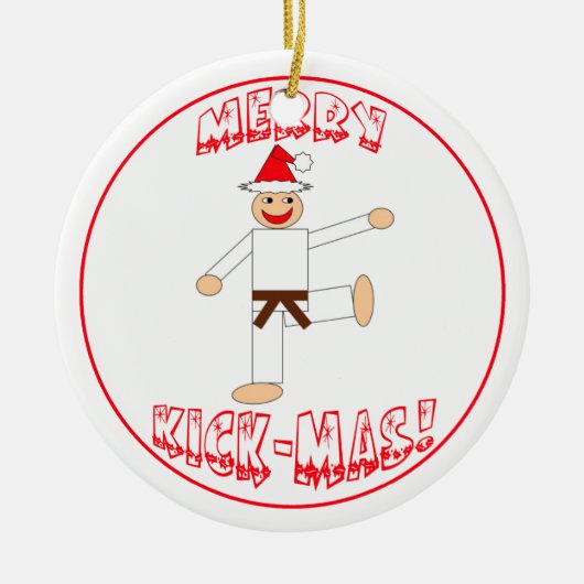 Martial Arts Merry Kick Mas Brown Belt Dated Keramisch Ornament (Voorkant)