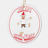 Martial Arts Merry Kick Mas Brown Belt Dated Keramisch Ornament (Links)