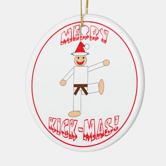 Martial Arts Merry Kick Mas Brown Belt Dated Keramisch Ornament (Links)