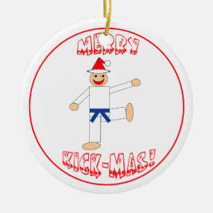 Martial Arts Merry Kick Mas Dark Blue Belt Keramisch Ornament