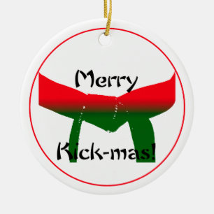 Martial Arts Merry Kick Mas Keramisch Ornament