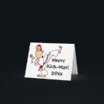 Martial Arts Merry Kick-Mas Kerstmis Feestdagen Kaart<br><div class="desc">Stuur warme vakantiewensen met de schattige Martial Arts Merry Kick-Mas Christmas Kaart. Pas deze unieke vechtsportkaart aan met de huidige datum en met uw eigen persoonlijke boodschap binnen. Deze aangepaste vrolijke kerstkaart heeft een grappige cartoon van een vechtkunstenaar die een man schopt die een rode en witte kerstmuts draagt en...</div>