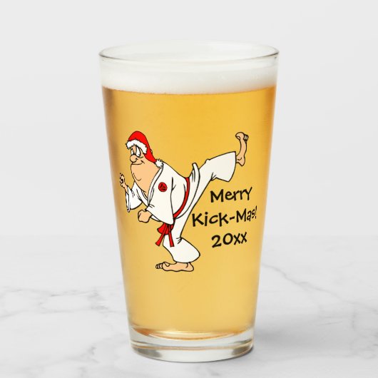Martial Arts Merry Kick-Mas Kerstmis Glas (Voorkant gevuld)