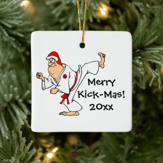 Martial Arts Merry Kick-Mas Kerstmis Keramisch Ornament (Boom)