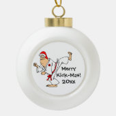 Martial Arts Merry Kick-Mas Kerstmis Keramische Bal Ornament (Voorkant)