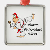 Martial Arts Merry Kick-Mas Kerstmis Metalen Ornament (Voorkant)