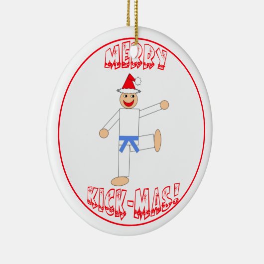 Martial Arts Merry Kick Mas Light Blue Belt Keramisch Ornament (Rechts)