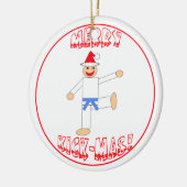 Martial Arts Merry Kick Mas Light Blue Belt Keramisch Ornament (Links)