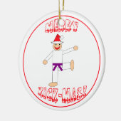 Martial Arts Merry Kick Mas Paarse Belt Keramisch Ornament (Links)