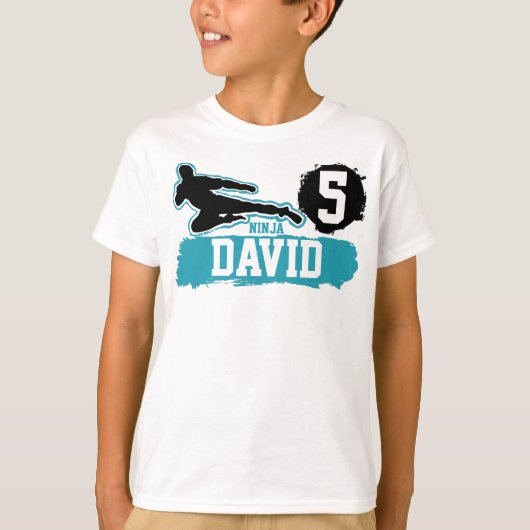 Martial Arts Ninja Warrior Thema Verjaardag Jongen T-shirt (Voorkant)