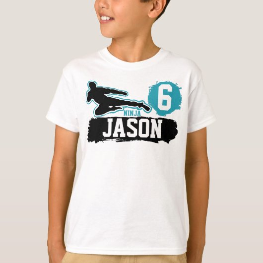 Martial Arts Ninja Warrior Thema Verjaardag Jongen T-shirt (Voorkant)
