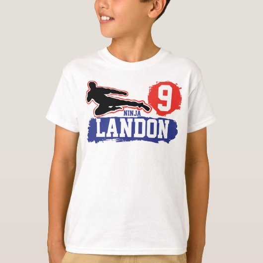 Martial Arts Ninja Warrior Thema Verjaardag Jongen T-shirt (Voorkant)