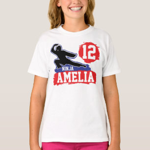 Martial Arts Ninja Warrior Thema Verjaardagsmeisje T-shirt
