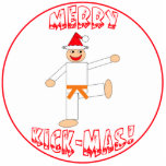Martial Arts Oranje Belt Kerstversiering Fotobeeldje Ornament<br><div class="desc">Deze Martial Arts Oranje Belt Merry Kick-Mas Christmas Ornament maakt een uniek kerstcadeau of kous stuffer voor je vechtsporter. Geschikt voor alle vechtsporten - karate,  taekwondo,  kung fu,  judo etc. Afbeelding is een vechtsport oranje riem rang schoppen man dragen van een rode kerstmuts.</div>