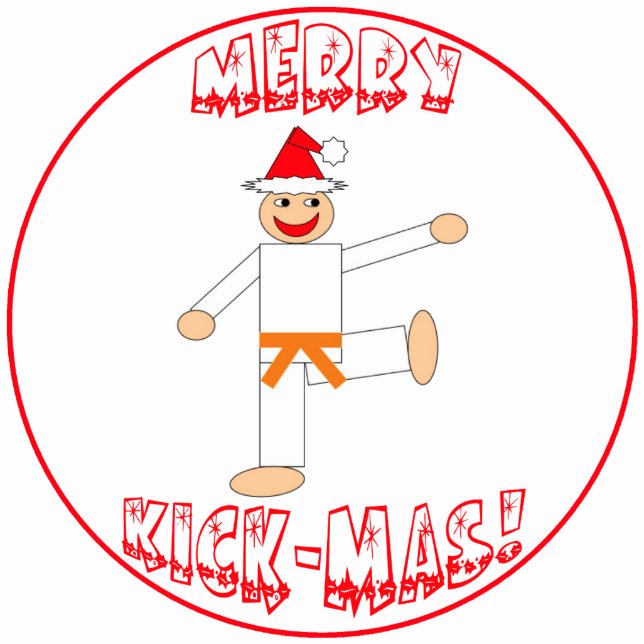 Martial Arts Oranje Belt Kerstversiering Fotobeeldje Ornament (Voorkant)