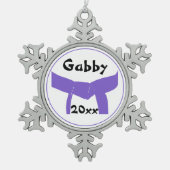 Martial Arts Paarse riemrang Tin Sneeuwvlok Ornament (Voorkant)