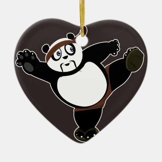 Martial Arts Panda 2 - Bruin Keramisch Ornament (Voorkant)