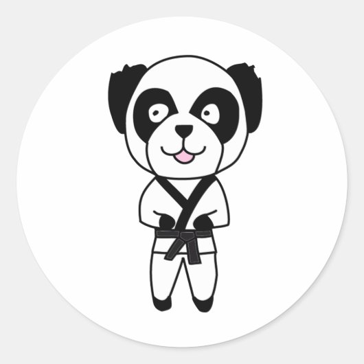 Martial Arts Panda Beer Ronde Sticker (Voorkant)