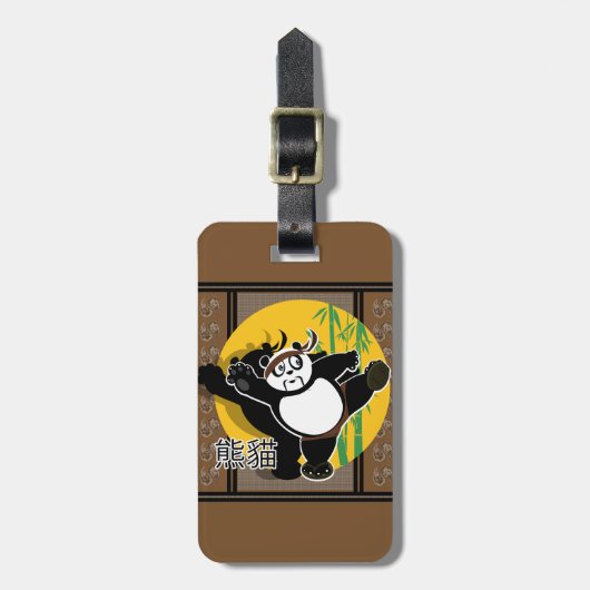 Martial Arts Panda - Brown Bagagelabel (Voorkant verticaal)