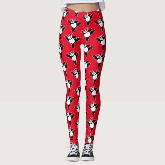 Martial Arts Panda - Rood Leggings (Voorkant)