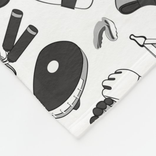 Martial Arts Pattern (zwart-wit) Fleece Deken (Hoek)