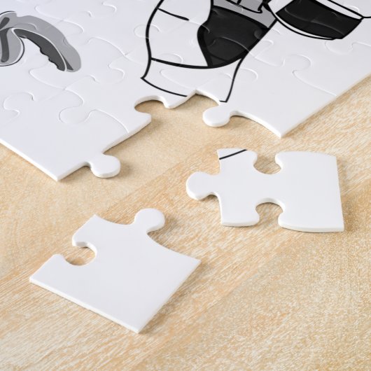 Martial Arts Pattern (zwart-wit) Legpuzzel (Zijkant)