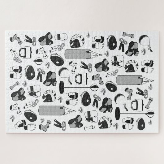 Martial Arts Pattern (zwart-wit) Legpuzzel (Horizontaal)