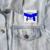 Martial Arts Proud tot lichtblauwe gordel Vierkante Button 5,1 Cm (In situ)