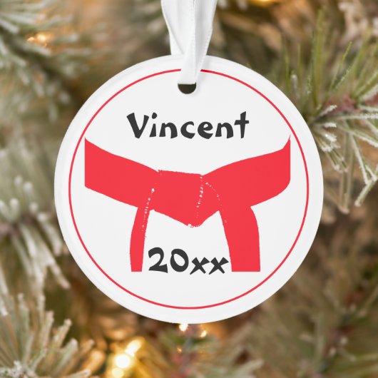 Martial Arts Red Belt dateert Ornament (Boom)