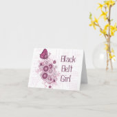 Martial Arts roze Butterfly Black Belt Girl Kaart (Gele Bloem)