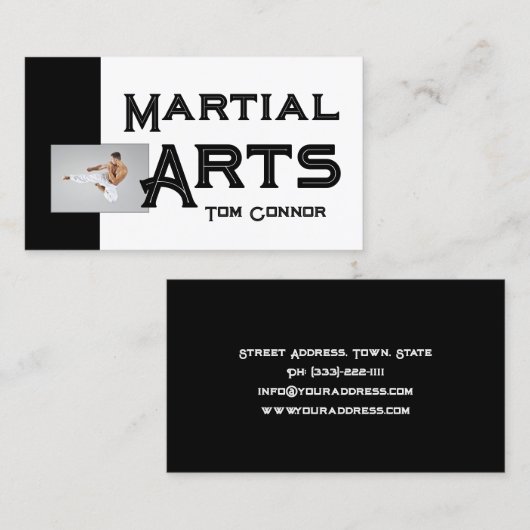Martial Arts School Karate Zwart & Wit Kaart Visitekaartje (Voorkant / Achterkant)