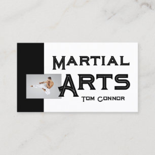Martial Arts School Karate Zwart & Wit Kaart Visitekaartje
