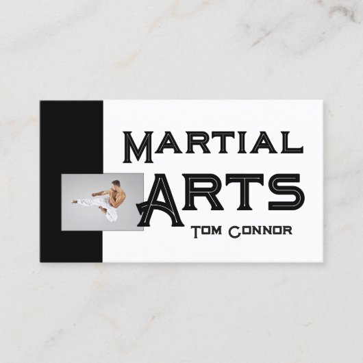 Martial Arts School Karate Zwart & Wit Kaart Visitekaartje (Voorkant)