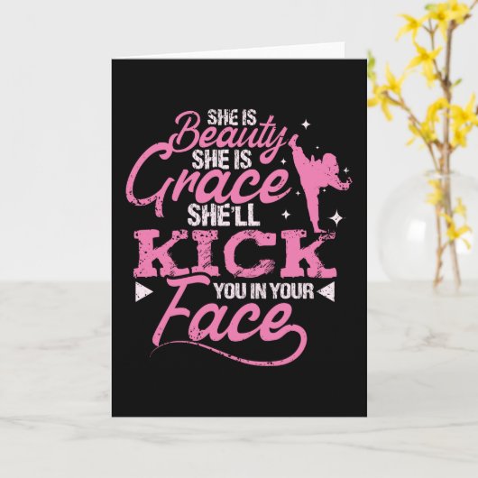 Martial Arts schoonheid en gratie Kaart (Gele Bloem)