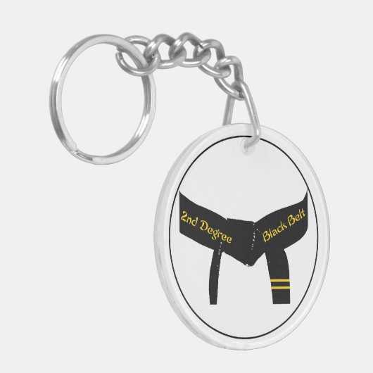 Martial Arts Second Degree Black Belt Sleutelhanger (Voorkant Links)
