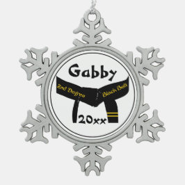Martial Arts Second Degree Black Belt Tin Sneeuwvlok Ornament