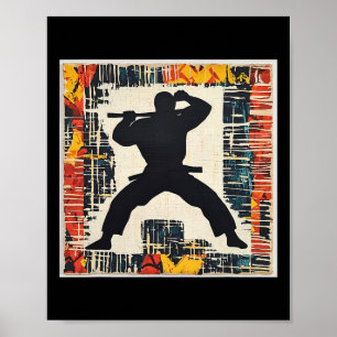 Martial Arts Silhouette Abstract Poster