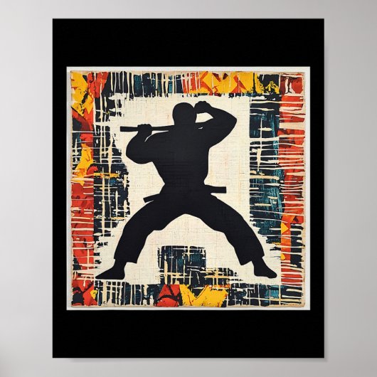 Martial Arts Silhouette Abstract Poster (Voorkant)