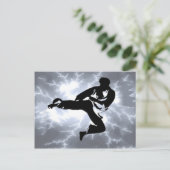 Martial Arts Silver Lightning man Briefkaart (Staand voorkant)