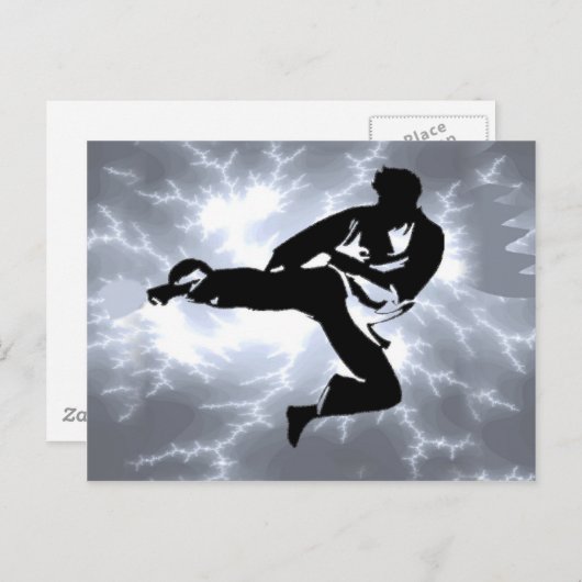 Martial Arts Silver Lightning man Briefkaart (Voorkant / Achterkant)