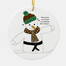 Martial Arts Snowman Keramisch Ornament