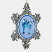 Martial Arts Snowmen voor kerstversiering Tin Sneeuwvlok Ornament (Links)