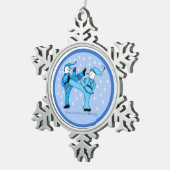 Martial Arts Snowmen voor kerstversiering Tin Sneeuwvlok Ornament (Rechts)