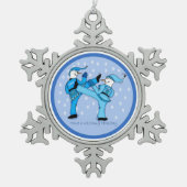 Martial Arts Snowmen voor kerstversiering Tin Sneeuwvlok Ornament (Voorkant)