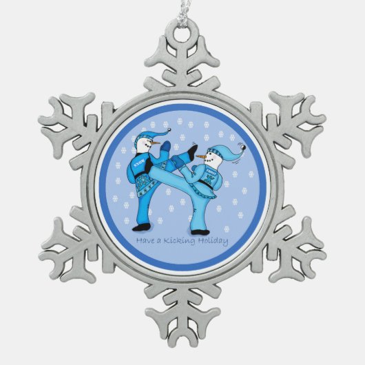 Martial Arts Snowmen voor kerstversiering Tin Sneeuwvlok Ornament (Voorkant)